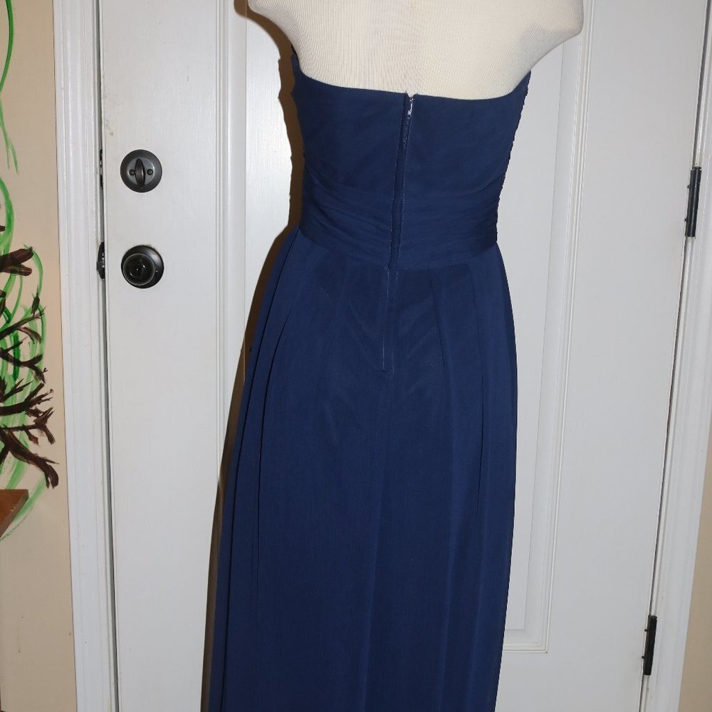 David's Bridal formal gown size 10 strapless navy blue - Picture 6 of 12